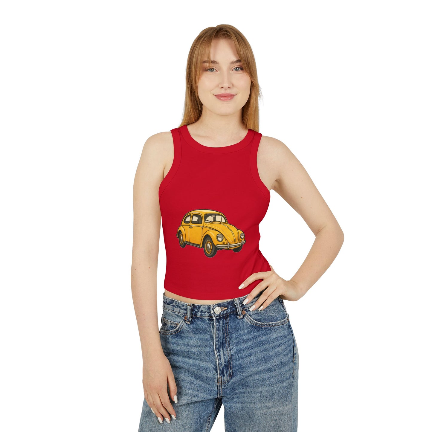 Vintage Car Graphic Racer Tank Top - Casual Wear, Summer Outfit, Gift for Her, Retro Style, Festival Clothing