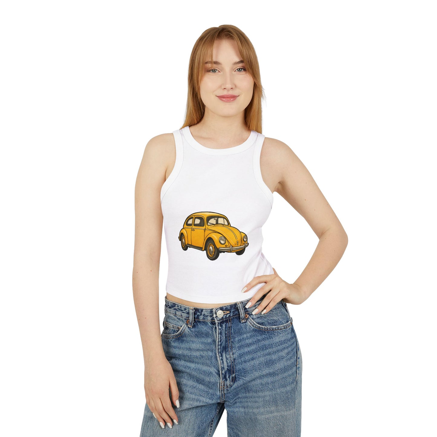 Vintage Car Graphic Racer Tank Top - Casual Wear, Summer Outfit, Gift for Her, Retro Style, Festival Clothing