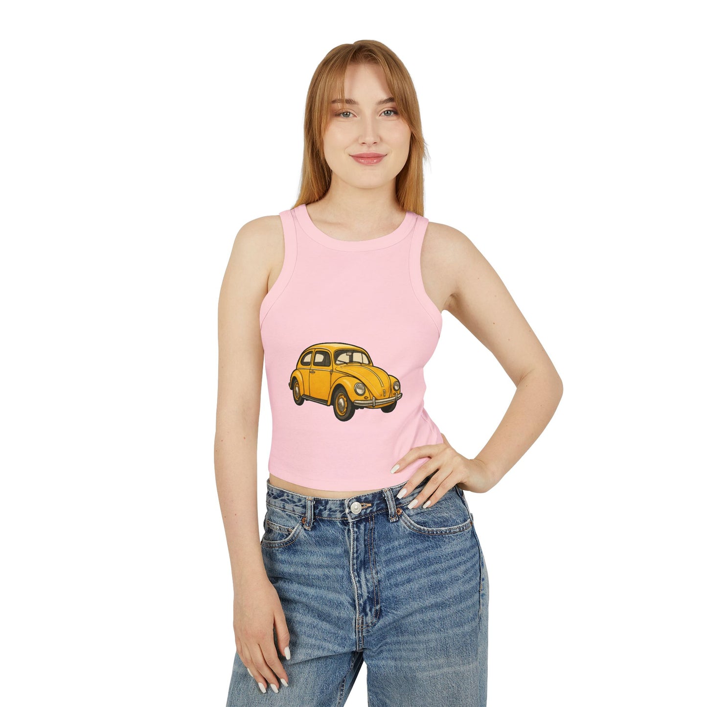 Vintage Car Graphic Racer Tank Top - Casual Wear, Summer Outfit, Gift for Her, Retro Style, Festival Clothing