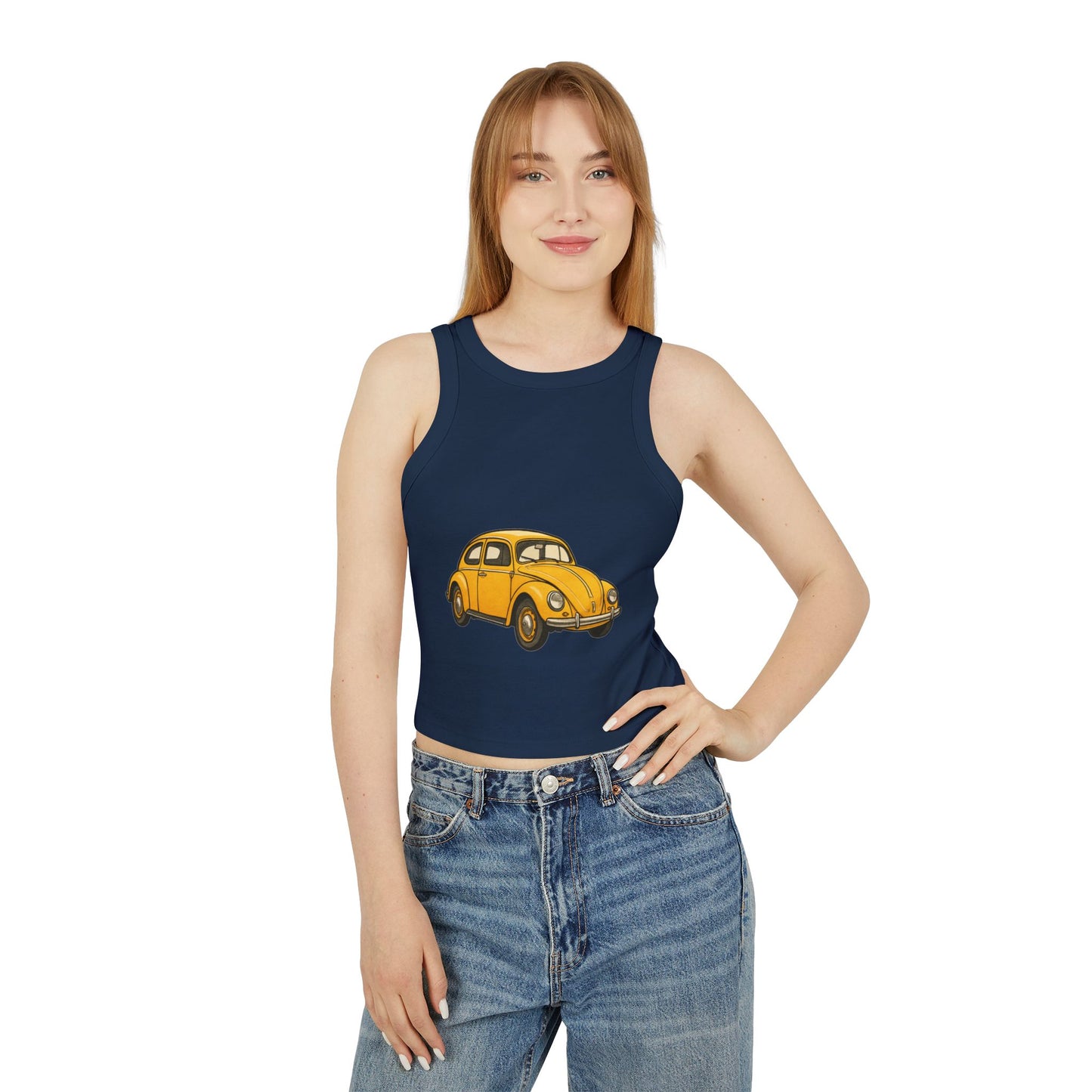Vintage Car Graphic Racer Tank Top - Casual Wear, Summer Outfit, Gift for Her, Retro Style, Festival Clothing
