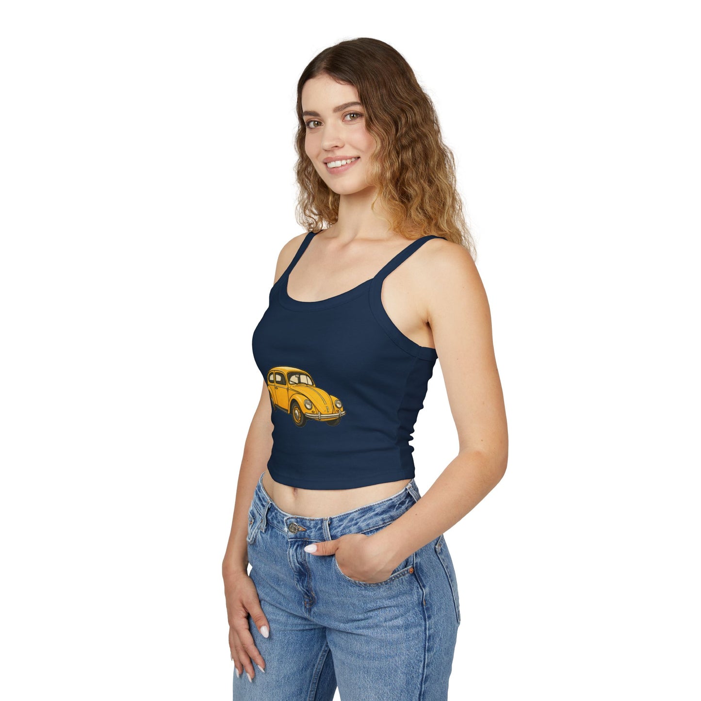 Yellow Beetle Car Graphic Women's Tank Top | Summer Casual Wear, Road Trip Fashion, Festival Outfit, Vintage Car Lover Gift