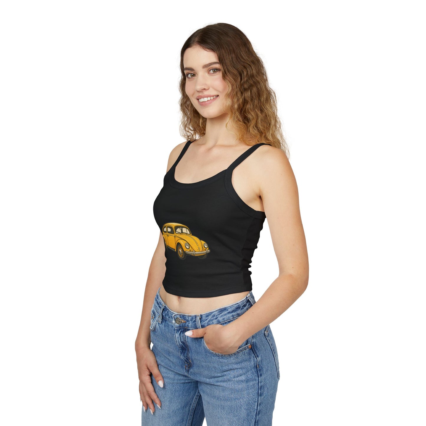Yellow Beetle Car Graphic Women's Tank Top | Summer Casual Wear, Road Trip Fashion, Festival Outfit, Vintage Car Lover Gift