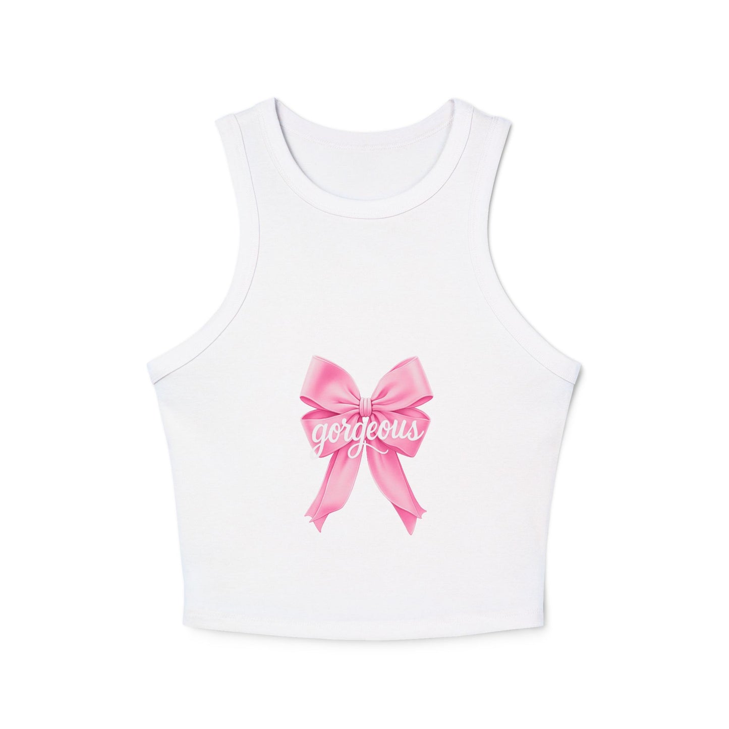 Gorgeous Pink Bow Racer Tank Top, Cute Summer Top, Women's Workout Shirt, Gift for Her, Casual Wear