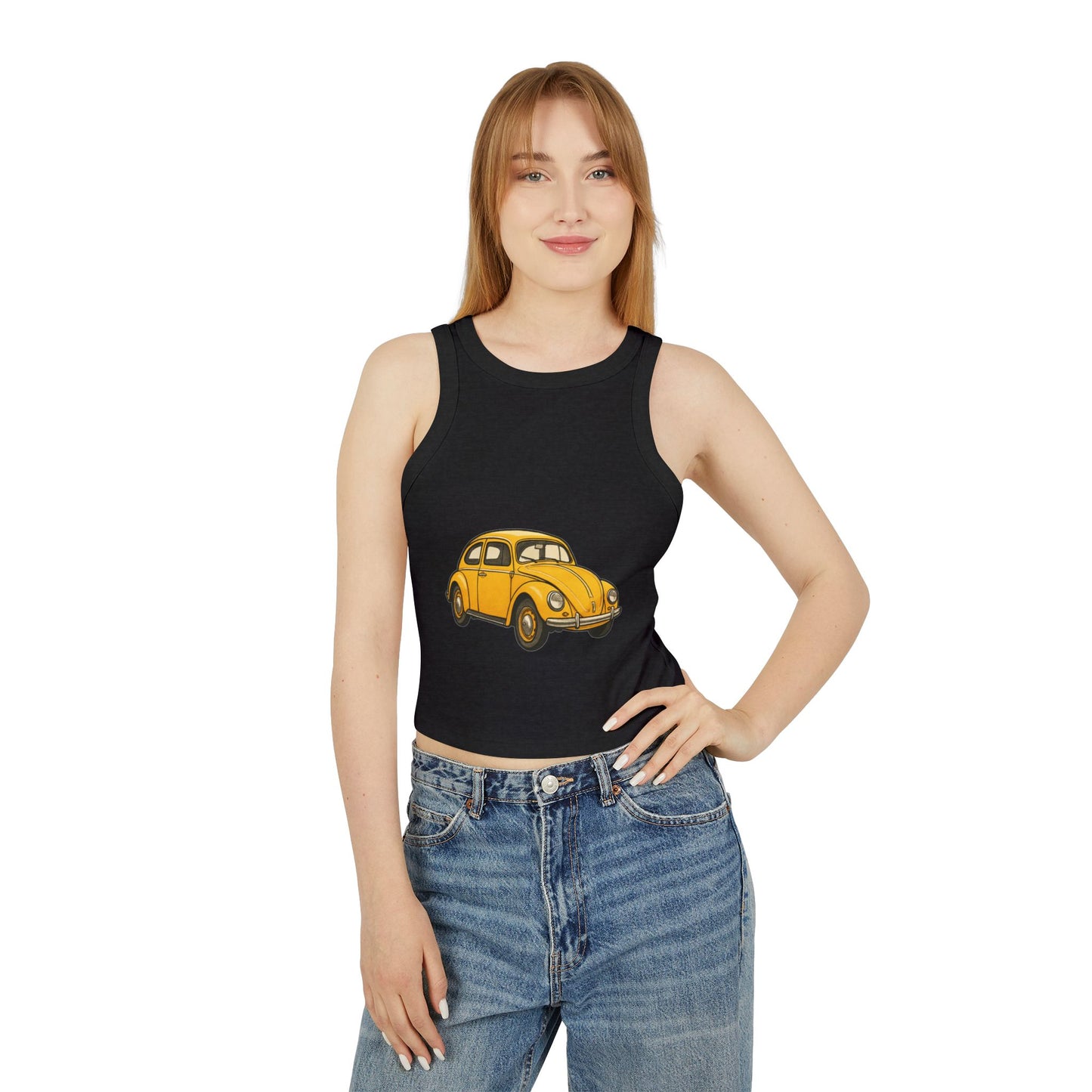 Vintage Car Graphic Racer Tank Top - Casual Wear, Summer Outfit, Gift for Her, Retro Style, Festival Clothing