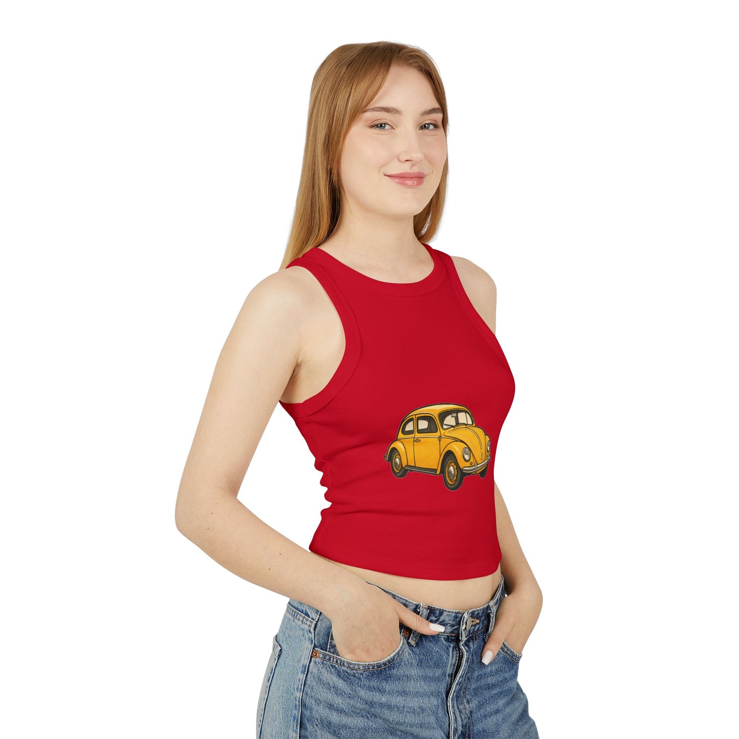 Vintage Car Graphic Racer Tank Top - Casual Wear, Summer Outfit, Gift for Her, Retro Style, Festival Clothing